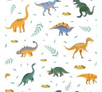 CRE8TIVE Carta da parati con dinosauri, carta da parati bianca con motivo cartone animato, carta da parati autoadesiva per cameretta dei bambini, 30,5 cm x 300 cm