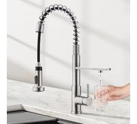CREA 3 Vie Rubinetto Cucina con Spirale Molla e Doccetta estraibile per I Sistemi Osmosi Filtro L'acqua Potabile Acqua, 2 in 1 Miscelatore Monoleva Monocomando per Lavello, Acciaio Inox spazzolato
