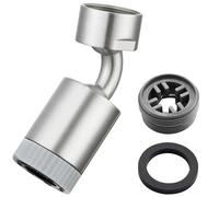 CREA Attacco universale per rubinetto, rubinetto aeratore ruotabile a 360°, aeratore per rubinetto con due tipi di getto, aeratore per rubinetto di cucina/bagno, spazzolato