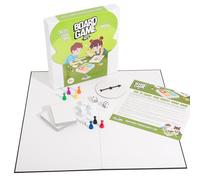 Crea il tuo gioco da tavolo (gioco da tavolo vuoto, scatola e accessori) con pezzi di gioco, carte vuote, filatore vuoto e dadi.