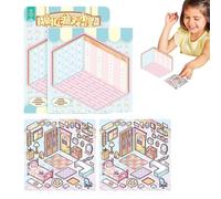 Crea la tua scena adesivi - effetto 3D adesivi antistress | Crea le tue decalcomanie per album, set di adesivi per piccole stanze dei cartoni animati per bambini, sollievo dallo stress passa il