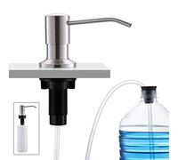 CREA Lavelli da cucina Distributore di sapone da incasso, Distributore di detersivo per lavello da incasso da banco con flacone da 500ML e tubo da 1M dall'alto Riempimento in acciaio inox, Spazzolato