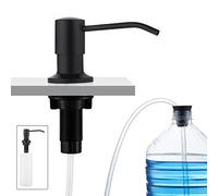 CREA Lavelli da cucina Distributore di sapone da incasso, Distributore di detersivo per lavello da incasso da banco con flacone da 500ML e tubo da 1M dall'alto Riempimento in acciaio inox, Nero