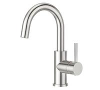 CREA Rubinetto Cucina, Rubinetto Lavello Girevole a 360°, Miscelatore Monocomando per Bagno o Piccola Cucina, Rubinetto Lavandino Bagno con Bocca Alta, Acciaio Inox