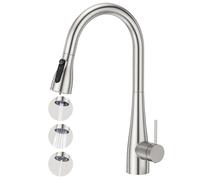 CREA Rubinetto da cucina a 3 vie, con doccetta estraibile, rubinetto da cucina, miscelatore per lavello da cucina, per filtro dell'acqua, impianti a osmosi, acciaio inox spazzolato