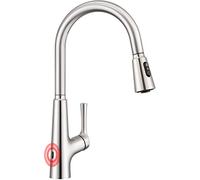 CREA Rubinetto da cucina con sensore touchless, con spruzzatore estraibile, sensore automatico, rubinetto girevole a 360° per lavello, in acciaio inox