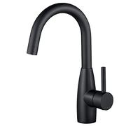 CREA Rubinetto Lavabo Bagno, Miscelatore Cucina Girevole a 360°, Miscelatore Monocomando per Piccola Cucina o Bagno, Rubinetto Bagno con Bocca Alta, Nero Opaco