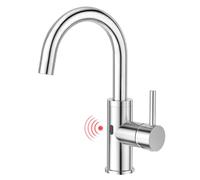 CREA Rubinetto per lavabo, con sensore a infrarossi, per bagno, ad alta pressione, cromato lucido