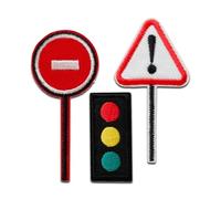 Crea segnali stradali - Toppe Termoadesive Patch Toppa Ricamate, Misura: 6,4 x 3,2 cm