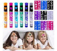 Crea Tatuaggi Bambina,6 Pezzi Tatuaggi Penne Bambini +10 Tatuaggio Modelli,Tatuaggi per Bambini Glitter,Pennarelli Glitterati per Bambini,Tattoo Pens in Gel Glitterato per Festa (Colorato)