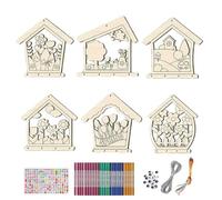 Crea un campanellino eolico, crea il campanello eolico - Kit di ornamenti da a di 12 confezioni - Casetta per uccelli per gatti, artigianato d'arte, ornamenti da colorare a bordo di Poi