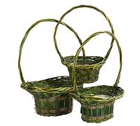 Creaciones Meng - Set di cestini composizioni Floreali, salice, Verde, 42 x 37 x 22 cm, 3 Pezzi