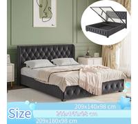 Creahappy - Letto matrimoniale imbottito - Struttura letto imbottita per camera da letto - Letto matrimoniale con armadietto idraulico - Grigio scuro Grigio scuro 180*200 CENTIMETRI
