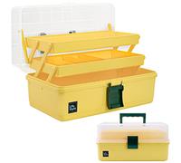 Creahaus 33 cm Contenitore per arte e artigianato con 3 livelli, scatola multifunzionale in plastica con maniglia per cucito, trucco, medicine, unghie e accessori per capelli per bambini