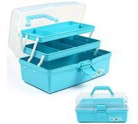 Creahaus Scatola portaoggetti multiuso da 30,5 cm, organizer, cassette degli attrezzi, valigetta per arti e bricolage, per cucito, organizer, scatola medica, cassetta di pronto soccorso (blu)