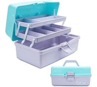 Creahaus Scatola portaoggetti multiuso da 30,5 cm, organizer, cassette degli attrezzi, valigetta per arti e bricolage, per cucito, organizer, scatola medica, cassetta di pronto soccorso (blu viola)