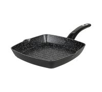 Crealys 529426 Padella per grigliare in alluminio forgiato, 24 x 24 cm, serie Granity, rivestimento interno antiaderente effetto pietra senza PFOA, griglia per carne tutti i fuochi, inclusa induzione
