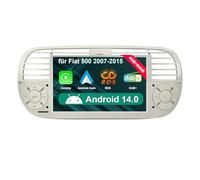 [Cream 4+64GB] Car Radio per Fiat 500 2007-2015 con 7 pollici Touchscreen, Android 14 Radio Supporto Wireless Carplay/Android auto GPS Navi WiFi 4G Bluetooth5.0 FM RDS DSP SWC DAB+ OBD USB