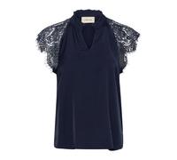 Cream - Blusa in pizzo con scollo a V e maniche in pizzo - - Blouses & Shirts - Donna - Blu - 2XL