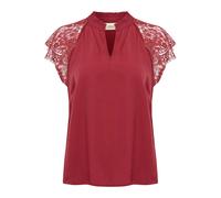 Cream - Blusa in pizzo con scollo a V e maniche in pizzo - - Blouses & Shirts - Donna - Rosso - S
