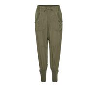 Cream - Pantaloni Khaki con Vita Elastica e Orlo a Costine - - Trousers - Donna - Verde - L