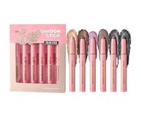 Cream Shadow Stick, Eyeshadow Pencil, 6 pezzi, portatile Blendable Lightweight Comfortable Multi Shade Smudge Proof, Eye Shadow Makeup for Women Friends Family, 2G, Pink