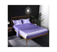 Cream Silk Satin 3 Piece Bed Set with Fitted Sheet, Flat Sheet, Pillowcase, Breathable, Soft and Comfortable Mauve (Single)