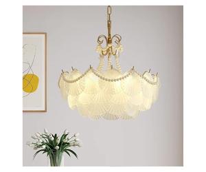 Cream Style Shell Crystal Chandelier Living Room Light Luxury And Minimalist Master Bedroom LED Lighting