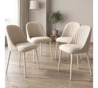 Cream White Dining Chairs Set of 4, Modern Shell Comfy Kitchen Chair with High Elastic Seat and Back for Living Room, Bedroom, Dining Room, Kitchen