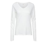 Cream Women's T-Shirt Jersey Tee V-Neck Long Sleeves Regular Fit Hip Length Magliette Donna, Snow White, XXL