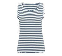 Cream Women's Tank Top Boat Neck Rib Jersey Slim Fit Hip Length Striped, Blue Heaven Stripe, XL Donna