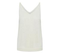 Cream Women's Tank Top Sleeveless V-Neck Regular Fit Light Knit Hip Length Pullover, Marshmallow, S Donna