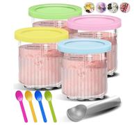 Creami Contenitore per gelato Ninja Creami, Ice Cream Pints Beche con cucchiai colorati + porzionatore per gelato, Creami Tubs, contenitore per ghiaccio Ninja per serie NC500 NC501