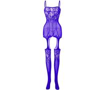 Creamlin Body a rete da donna con body sexy e calza sul cavallo (Viola)