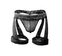 Creamlin Slip Sexy da Uomo in Pizzo con Perizoma in Bikini (Nero)