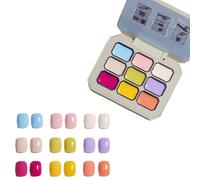 Creamy Colorful Nail Polish Set, Nine-Square Grid Solid Gel Glue , Solid Gel Polish Palette, Cream for Women&Girls&Friend DIY Home (#11)
