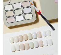 Creamy Colorful Nail Polish Set,Versatile Summer Colors Nine-Square Grid Solid Gel Glue Nail Polish,Long Lasting Solid Palette,For Women&Girls&Friend Diy Home (J#10, Pack of 1)