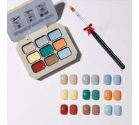 Creamy Colorful Nail Polish Set,Versatile Summer Colors Nine-Square Grid Solid Gel Glue Nail Polish,Long Lasting Solid Palette,For Women&Girls&Friend Diy Home (E#5, Pack of 1)