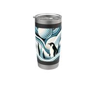 Creamy Sky Blue Penguin Winter North Pole Forest Pattern Bicchiere termico in acciaio inox doppia parete
