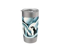 Creamy Sky Blue Penguin Winter North Pole Forest Pattern Bicchiere termico in acciaio inox doppia parete