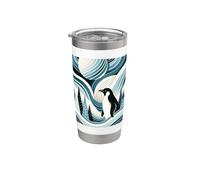 Creamy Sky Blue Penguin Winter North Pole Forest Pattern Bicchiere termico in acciaio inox doppia parete