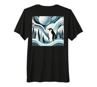 Creamy Sky Blue Penguin Winter North Pole Forest Pattern Maglietta Premium
