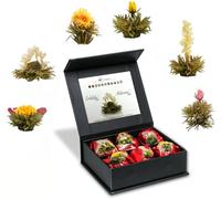 Creano 6x Fiori di Tè bianco in elegante Scatola magnetica con Goffratura argento. 39g