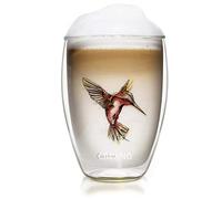 Creano Bicchiere Termico Doppia Parete 250ml Colibrì Rosso - Bicchiere in Vetro Borosilicato con Stampa Uccello - Tazza Termica Latte Macchiato Ideale Regalo Elegante con Scatola - 1x 250ml
