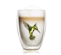 Creano Bicchiere Termico Doppia Parete 250ml Colibrì Verde - Bicchiere in Vetro Borosilicato con Stampa Uccello Verde- Tazza Termica Latte Macchiato Ideale Regalo Elegante con Scatola - 1x 250ml