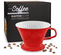 Creano Filtro per caffè in porcellana, misura 4, per sacchetti filtranti, misura 1 x 4, colore rosso