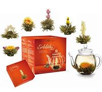 Creano - un mix di tè di fiori - Set regalo „Fior di Tè“ con bricco di vetro | Tè bianco (6 tipi diversi)