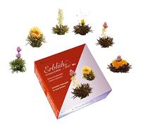 Creano Mix - Fiori di Tè Bianco e Nero - 6 Tipi Diversi di Té Fiorito - Nobile Confezione Regalo per la Degustazione - Fiori di Tè Sbocciati