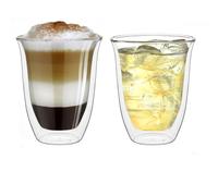 Creano Set 2 Tazze Cappuccino 400ml Doppia Parete in Vetro Borosilicato - Bicchieri Termici Isolanti per Caffè Tè Latte - Design Elegante Regalo Premium - Set: 2x 400ml DG-V (confezione da 1)