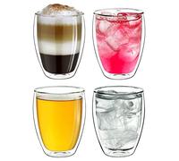 Creano Set 4 Tazze Cappuccino 250ml Doppia Parete in Vetro Borosilicato - Bicchieri Termici Isolanti per Caffè Tè Latte - Design Elegante Regalo Premium - Set 02: 4x 250ml 4 pezzi (confezione da 1)